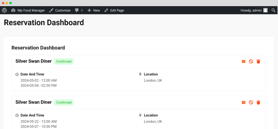 Reservation Dashboard